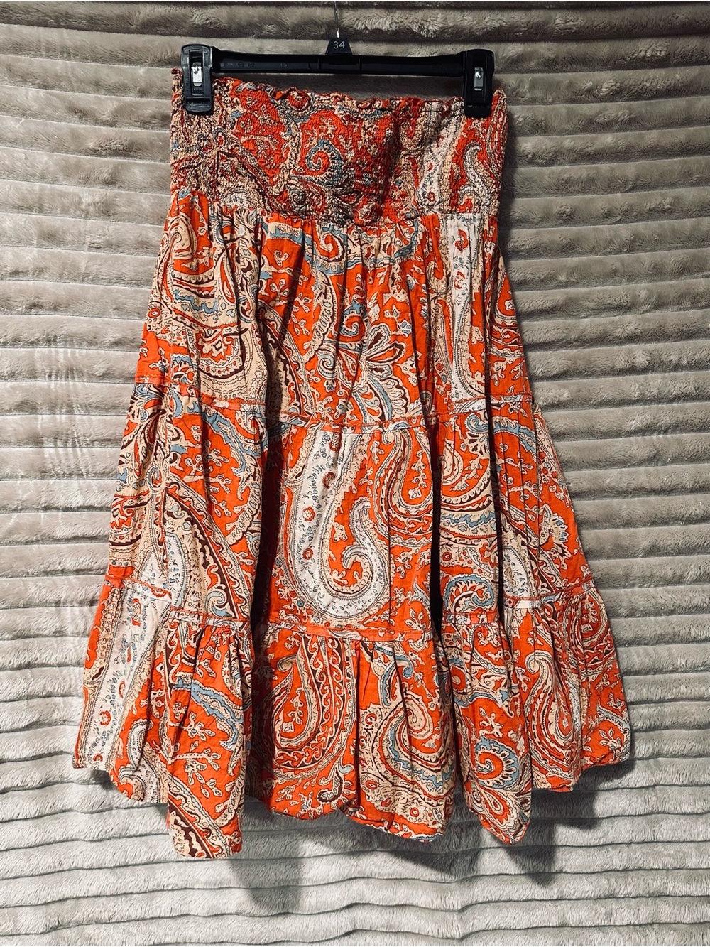 Mossimo Supply Co. Orange Paisley Smocked Midi Skirt / dress